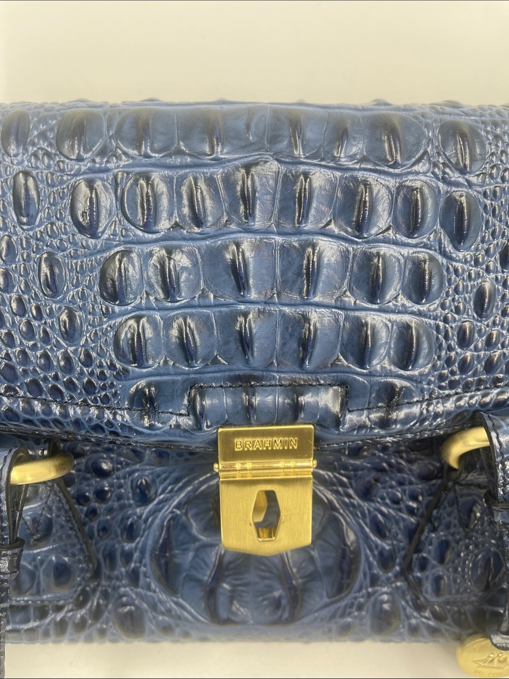 BRAHMIN Blue Croc-Embossed Tote Bag - Designer Style LIKE NEW - Picture 14 of 14